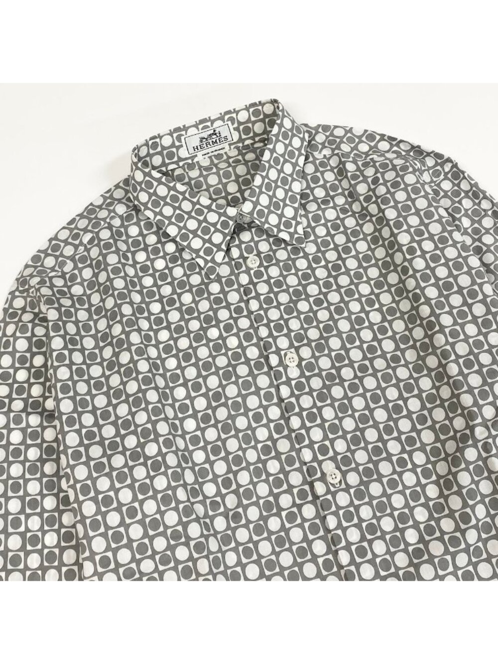 Hermes Long Sleeve Down Jacket Button Shirt Cotton Series All Over Pattern 41 - Picture 4 of 9